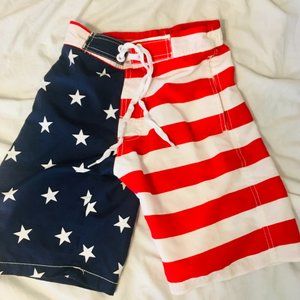 Boys American Flag Swim Trunks